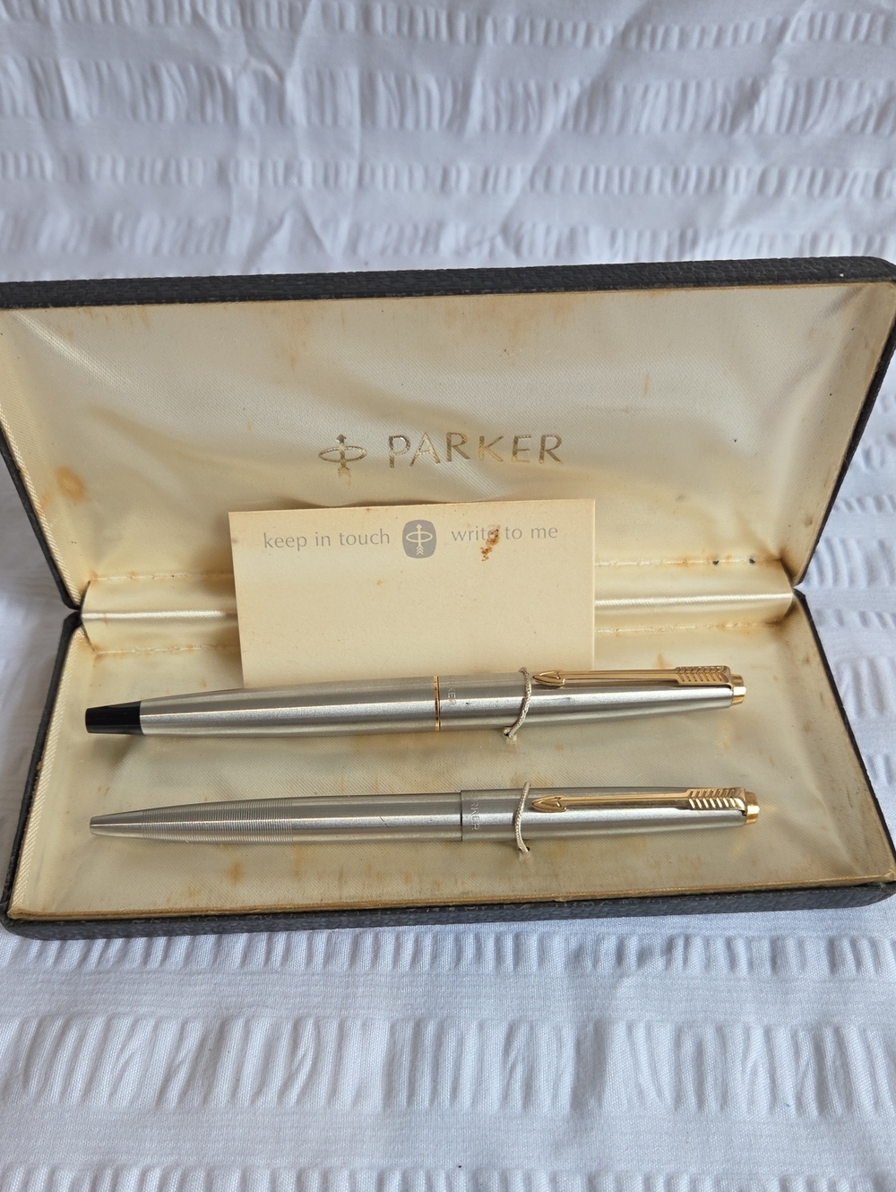 Parker 45 Flighter Fountain Pen & Ballpoint Set - Stainless Steel